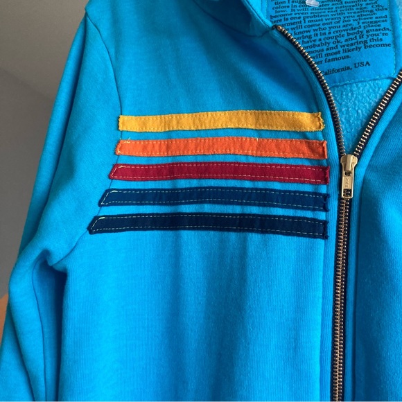 Aviator Nation Sz L Pacific Blue Hoodie Sweatshirt Eat Right Do Good Natreve - Picture 6 of 8